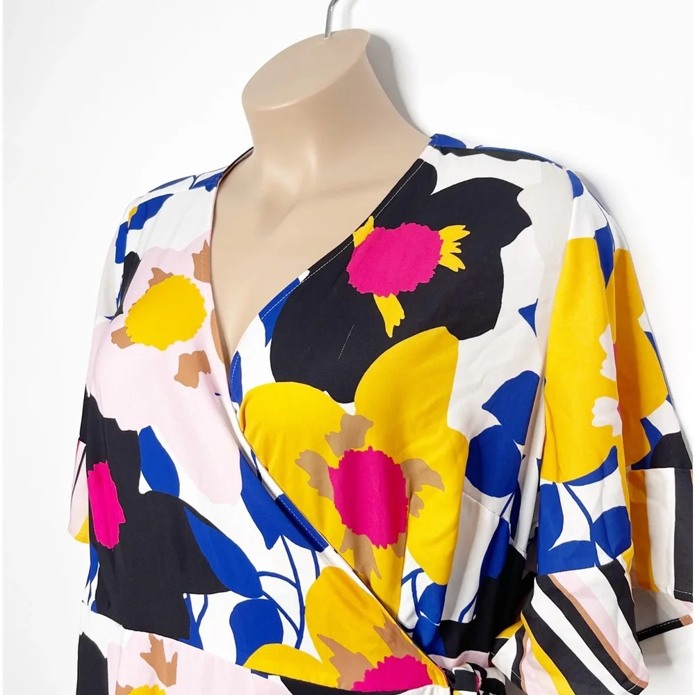 Eloquii Floral Wrap Dress Duster Plus Size 22 - Picture 3 of 13